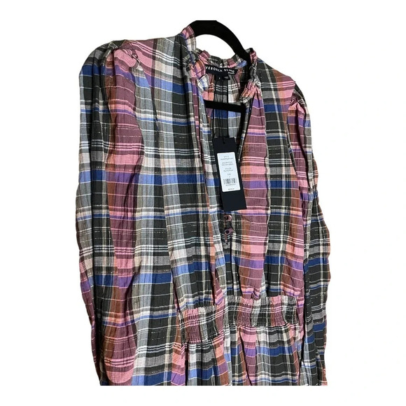 NWT Veronica Beard Olive and Pink Plaid Ruffle Destiny Dress Size 2 - Picture 8 of 12